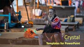  Presentation with ghats - Beautiful PPT layouts featuring varanasi-india-mar-19-2018 backdrop and a tawny brown colored foreground