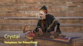  Presentation with ghats - PPT theme enhanced with varanasi-india-mar-21-2018 background and a tawny brown colored foreground