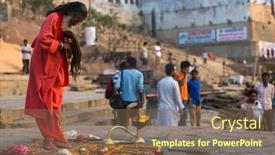  Presentation with ghats - Theme featuring varanasi-india-mar-21-2018 background and a violet colored foreground