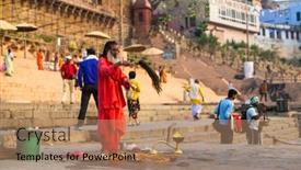  Presentation with ghats - Presentation consisting of varanasi-india-mar-21-2018 background and a coral colored foreground