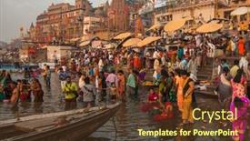  Presentation with early years - Colorful presentation design enhanced with varanasi-india-mar-22-2018 backdrop and a  colored foreground