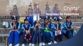  Presentation with early years - Slide deck consisting of varanasi-india-mar-22-2018 background and a coral colored foreground