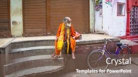  Presentation with ghats - Slide deck consisting of varanasi-india-mar-26-2018 background and a violet colored foreground