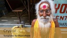  Presentation with ghats - Audience pleasing presentation design consisting of varanasi-india-mar-27-2018 backdrop and a gold colored foreground