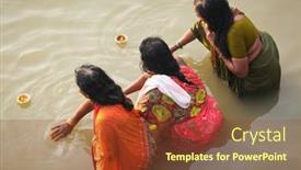  Presentation with varanasi - Presentation theme enhanced with varanasi-india-november-6-unidentified background and a tawny brown colored foreground