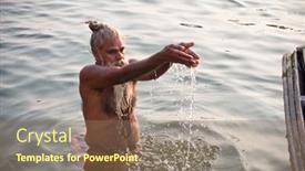  Presentation with india ganges - Amazing slide deck having varanasi-uttar-pradesh-india-february backdrop and a coral colored foreground