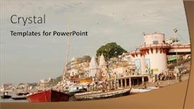  Presentation with india ganges - Cool new slide deck with varanasi-uttar-pradesh-india-july backdrop and a light gray colored foreground