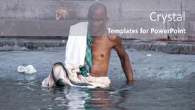  Presentation with pilgrim - Audience pleasing PPT theme consisting of varanasi-uttar-pradesh-india-july backdrop and a gray colored foreground