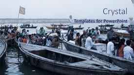  Presentation with varanasi - Presentation featuring varanasi-uttar-pradesh-india-july background and a sky blue colored foreground