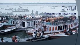  Presentation with varanasi - Presentation theme enhanced with varanasi-uttar-pradesh-india-july background and a sky blue colored foreground