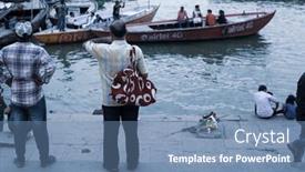  Presentation with india ganges - Presentation theme consisting of varanasi-uttar-pradesh-india-july background and a teal colored foreground