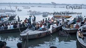  Presentation with varanasi - Colorful presentation theme enhanced with varanasi-uttar-pradesh-india-july backdrop and a light blue colored foreground
