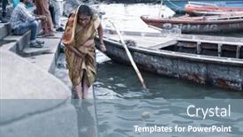  Presentation with india ganges - Presentation theme featuring varanasi-uttar-pradesh-india-july background and a seafoam green colored foreground