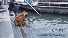  Presentation with varanasi - Cool new presentation theme with varanasi-uttar-pradesh-india-july backdrop and a light blue colored foreground