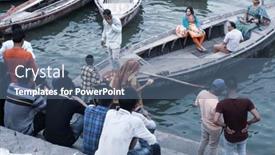  Presentation with india ganges - PPT theme consisting of varanasi-uttar-pradesh-india-july background and a ocean colored foreground