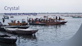  Presentation with india ganges - Presentation having varanasi-uttar-pradesh-india-july background and a sky blue colored foreground