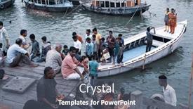  Presentation with india ganges - Audience pleasing presentation theme consisting of varanasi-uttar-pradesh-india-july backdrop and a gray colored foreground