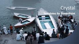  Presentation with varanasi - Presentation featuring varanasi-uttar-pradesh-india-july background and a seafoam green colored foreground