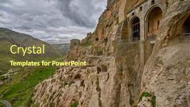  Presentation with cave - Presentation theme having vardzia ancient cave monastery town in georgia background and a tawny brown colored foreground