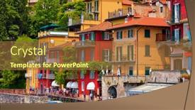  Presentation with summer trees - Beautiful PPT theme featuring varenna-italy-picturesque-town backdrop and a coral colored foreground