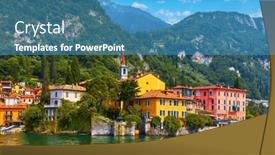  Presentation with summer trees - Presentation having varenna-italy-picturesque-town background and a teal colored foreground