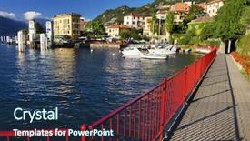  Presentation with italy culture - Audience pleasing PPT theme consisting of varenna village como lake italy europe backdrop and a ocean colored foreground