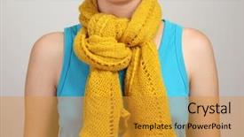  Presentation with close up of cereal granola - PPT theme enhanced with variation method - woman wearing scarf close up background and a  colored foreground