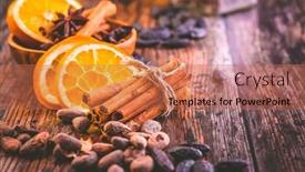  Presentation with christmas baking - Presentation design consisting of variation-of-christmas-spices-dried background and a coral colored foreground