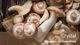  Presentation with mushrooms - Slide set featuring variation-of-edible-mushrooms background and a tawny brown colored foreground