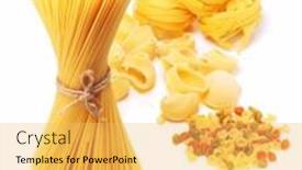  Presentation with macaroni - Colorful slide deck enhanced with variations-of-italian-macaroni-isolated backdrop and a yellow colored foreground