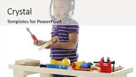  Presentation with tools - Cool new presentation design with varied people - adorable preschooler playing backdrop and a white colored foreground