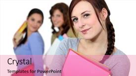  Presentation with gym out and back - Cool new presentation design with varied people - girls out of class backdrop and a coral colored foreground