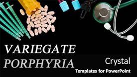  Presentation with medical pills - PPT theme consisting of variegate-porphyria-text-on-medical and a black colored foreground