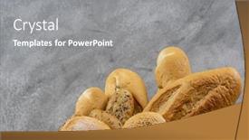  Presentation with vintage food - Beautiful presentation theme featuring variety-bread-in-disposable-paper backdrop and a gray colored foreground