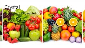  Presentation with fresh fruits and vegetables - PPT theme with variety fresh fruits and vegetables background and a yellow colored foreground