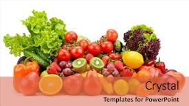  Presentation with berries - PPT theme consisting of variety healthy fruits vegetables berries background and a red colored foreground