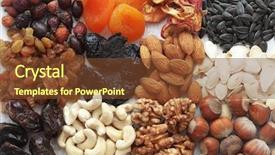  Presentation with dried fruits seeds nuts - Theme having variety of 12 assorted nuts background and a tawny brown colored foreground