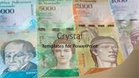  Presentation with venezuela - PPT theme consisting of variety-of-banknotes-of-venezuela background and a coral colored foreground