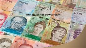  Presentation with venezuela - Cool new PPT layouts with variety-of-banknotes-of-venezuela backdrop and a coral colored foreground