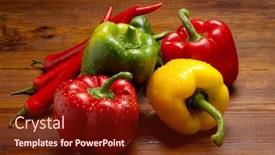  Presentation with capsicum - Presentation theme having variety-of-capsicum background and a tawny brown colored foreground