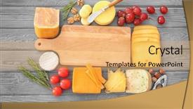  Presentation with cheddar - Amazing slide deck having variety of cheese and nuts backdrop and a yellow colored foreground