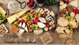  Presentation with nutrition - PPT theme having variety-of-cheese-kinds-served background and a coral colored foreground