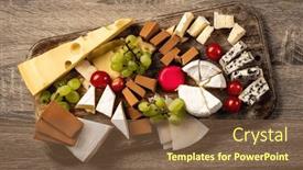  Presentation with nutrition - Presentation with variety-of-cheese-kinds-served background and a tawny brown colored foreground
