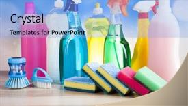  Presentation with cleaning - Audience pleasing slide deck consisting of variety of cleaning products home backdrop and a  colored foreground
