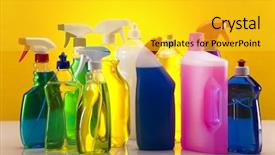  Presentation with chemical - Slide deck enhanced with variety of cleaning products background and a yellow colored foreground