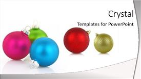  Presentation with christmas balls disco ball - Beautiful presentation theme featuring christmas balls on white background backdrop and a  colored foreground