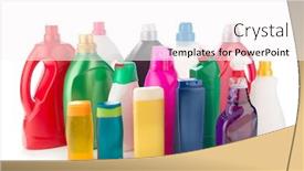  Presentation with hair care - Slide set with variety of colorful cleaning and hair care products isolated on white background and a white colored foreground