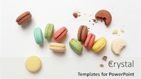  Presentation with dessert - Presentation design having variety-of-colorful-french-sweet background and a lemonade colored foreground