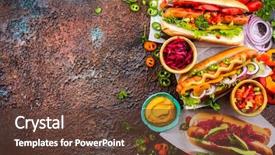  Presentation with dogs - Audience pleasing theme consisting of variety of delicious hot dogs backdrop and a tawny brown colored foreground