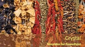  Presentation with market food - Presentation design with variety-of-dried-vegetables background and a tawny brown colored foreground
